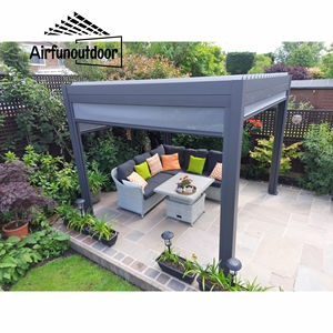 Moderne Tuin Paviljoen Balkon Ijzeren Metalen Gietijzeren Aluminium <span class=keywords><strong>Pergola</strong></span> Met Stenen Kolom Stijlvolle Buitenstructuur - Product Image 2