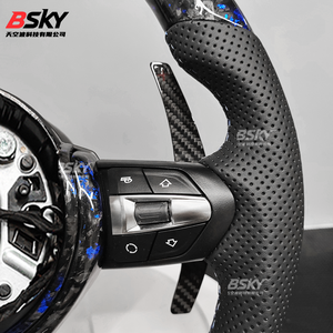 عجلة قيادة رياضية <span class=keywords><strong>M</strong></span> مع إضاءة LED من ألياف الكربون المطروقة باللون الأزرق لسيارات BMW F10 F15 F20 F22 F30 F32 F36 M4 F82 M3 F80 E87 E90 E92 E60 - Product Image 3