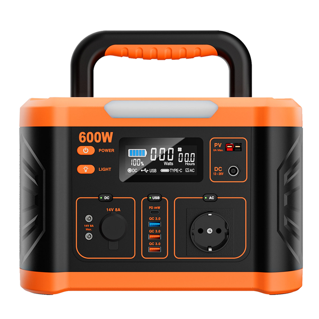 Portable Solar Power Station MPPT 666WH Battery 600W Output Pure Sine Wave Inverter EU Socket Wireless Charging for Outdoor Use