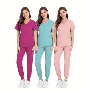 Wholesale Custom Logo Jogger Scrubs Set Hospital Womens Scrub Pants 4-<b>Way</b> Stretch Breathable Medical Uniforms for Women Nurse - Product Image 1