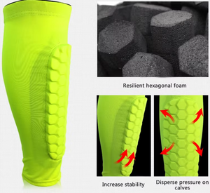 Personnalisé Adulte Enfants <span class=keywords><strong>Sport</strong></span> Football Jambe Orthèse Soutien Nid D'abeille Protège-tibias Compression Mollet Manchon - Product Image 2