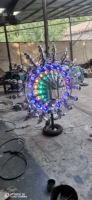 2022 Design Unique LED éclairant sur mesure décoration extérieure en métal Sculpture de vent cinétique en mouvement d'énergie éolienne