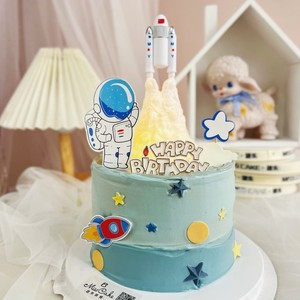 Space Cake Toppers Set Rocket Astronaut Birthday Party Decor Reusable Plastic Cake Decorating Supplies - Product Image 1