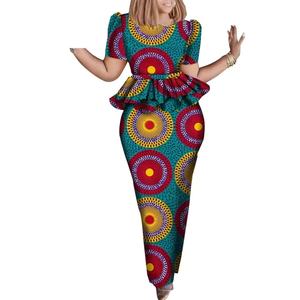 Ensemble africain 2 pièces pour femme, nouveau style <span class=keywords><strong>Bazin</strong></span> Riche, grande taille, Dashiki, imprimé floral, haut et <span class=keywords><strong>jupe</strong></span>, écologique, respirant, coupe ajustée - Product Image 4