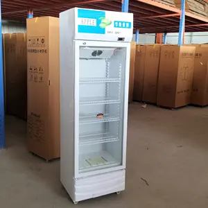 Vidro 620l dupla porta bebida exibição refrigerador comercial vertical bebidas vitrine geladeira