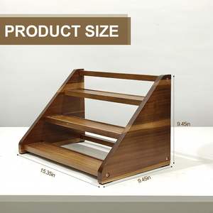 Estante para Especias de Madera de Acacia de 3 Niveles para Encimera y Armario - Capacidad para 21 Frascos, Organizador de <span class=keywords><strong>Despensa</strong></span>, Estantes Ajustables - Product Image 6