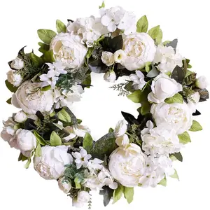 Emulation לבן זר קישוט זר זר פרחים המשמש לקישוט קיר ופנים וחתונה