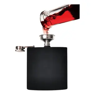 Wholesale Stainless Steel Alcohol 6oz Matte Black Painting Hip Flask For Whiskey