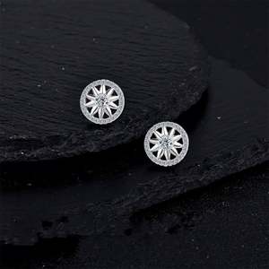 ต่างหูเงินแท้ S925 ประดับมอสซาไนต์ ทรงกลมแบบติดหู - Product Image 5