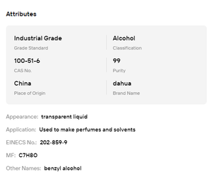 Alcohol Bencílico de Grado Industrial Alimentario para Fijador de Perfumes, Solvente CAS 100-51-6 - Product Image 6