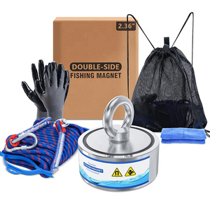 Super Forte 500lbs Double Face Pot de Récupération Néodyme <span class=keywords><strong>Aimant</strong></span> De <span class=keywords><strong>Pêche</strong></span> Kit avec 98 ft Corde Mousqueton et <span class=keywords><strong>Grappin</strong></span> Crochet Fil-Locke - Product Image 1