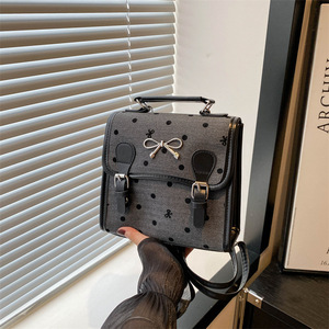 <span class=keywords><strong>Sac</strong></span> à <span class=keywords><strong>main</strong></span> décontracté pour <span class=keywords><strong>femme</strong></span>, nouveau style coréen 2024, <span class=keywords><strong>sac</strong></span> à dos en toile avec nœud, <span class=keywords><strong>cartable</strong></span> d'étudiant - Product Image 1