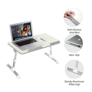 Mesa de escritorio plegable con patas plegables y altura ajustable, portátil, para portátil, cama, bandeja de estudio