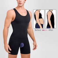 Body sculptant amincissant pour homme, à compression intégrale, effet ventre plat, entrejambe ouvert, grande taille
