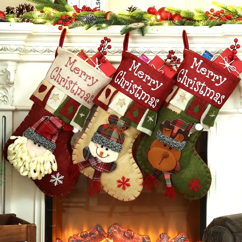 Noel çorap kar tanesi noel örgü çorap yılbaşı ağacı kolye ev dekorasyon için noel hediyesi