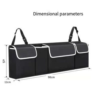 Sac de rangement pliable de grande capacité pour coffre de voiture, en tissu Oxford, organisateur suspendu, 4 à 7 compartiments, design de luxe - Product Image 4