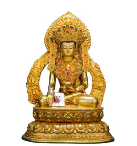 Patung Buddha Juewo ornamen Fengshui kuningan orang Nepal buatan tangan gilt Tantra Tibet, Dazhao Shakyamuni Tibet