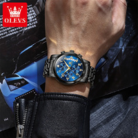 OLEVS 2879 Montre-bracelet à quartz pour homme avec logo personnalisé OEM, résistante à l'eau, en acier inoxydable, analogique, diamant, mode, luxe, pour homme