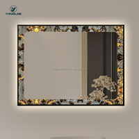 Miroir intelligent de luxe au design artistique, miroir mural LED pour salle de bain, luminaire de maquillage intelligent anti-buée pour salon et hôtel