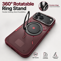 Étui de protection pour téléphone iPhone 18 Pro couleur Bourgogne avec protection 360° °   Support d'anneau rotatif en métal pour appareil photo