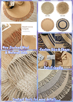 Tapis en laine et jute de Nouvelle-Zélande fait main, style minimaliste naturel, décoration intérieure, taille et forme personnalisées, tapis tissé à la main avec bordure à franges