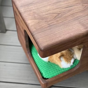 North American black walnut cat <b>bed</b>, solid wood, cat room, <b>house</b>, cat <b>bed</b> stool, bedside table (for both humans and cats) - Product Image 4