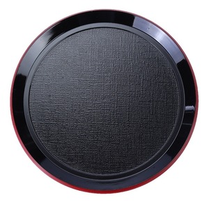 Plateau japonais rond imitation bois à double motif épée, assiette à dessert, plateau à thé, plateau à sushi nuage fluide, sukiyaki, japonais - Product Image 5