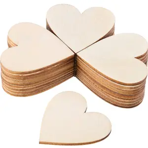 Venta caliente Astillas de madera en blanco Día de San Valentín Navidad Forma de corazón Colgante pintado a mano