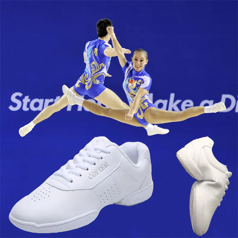 Wholesale cheer shoes cheer leader dancing shoes women white competition aerobics shoes for athletes