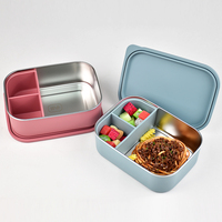 Nieuwe platte deksel siliconen hoes 304 roestvrijstalen lunchbox BPA-vrije siliconen deksel voedselcontainer maaltijdverpakking