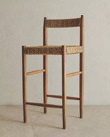Chaise de bar en bois massif de style médiéval français, avec un design créatif en osier tressé, chaise de salle à manger silencieuse et élégante