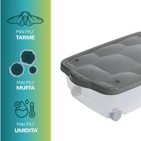 Conteneur de rangement multifonctionnel 60x40x18,5 cm 24L avec roulettes, boîte à couvercle transparent pour le linge et l'organisation