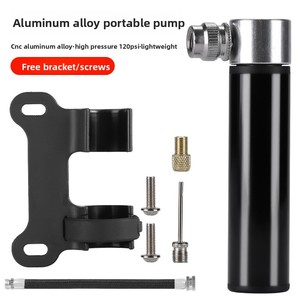 Pompe manuelle mini en aluminium en gros pour VTT et vélos de route, portable, compatible valves Schrader/Presta, 120 PSI, pour ballons de basketball - Product Image 1