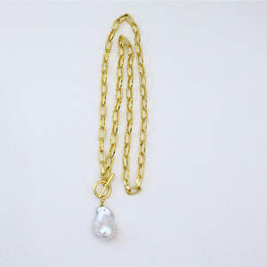 도매 <span class=keywords><strong>14k</strong></span> 골드 채워진 진주 체인 천연 담수 민물 바로크 진주 목걸이 남성용 여성용 - Product Image 2