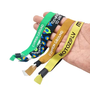 Custom Logo Low Price Fabric Wristband Festival Adjustable Polyester Woven Wristbands For Event