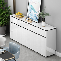 Meuble de salle à manger moderne de luxe, console en bois, buffet, armoire de bar avec dessus en marbre, buffet blanc avec rangement