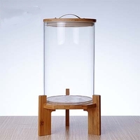 5L 7.5L réservoir de stockage des aliments en verre cuisine de grande capacité utilisant un pot en verre de riz avec couvercle en bois de bambou seau de stockage en verre