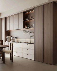 ตู้ไซด์บอร์ดสไตล์โมเดิร์นมินิมอล ทำจากไม้และเคลือบผิวด้าน พร้อมช่องโชว์แบบเปิด และไฟ LED อุ่นๆ - Product Image 2