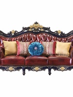 Ensemble de canapés en cuir véritable en forme de L de style européen, amovibles, lavables, caractéristiques complètes, luxe pour les salons