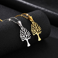 Collier unisexe en acier inoxydable plaqué or avec pendentif arbre de vie, cadeau tendance pour usage quotidien et occasions spéciales