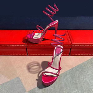 Peep Toe Sandalias Plataforma Trendy Custom Ankle Wrap Strappy Lace up High <b>Platform</b> Womens High <b>Heels</b> - Product Image 5