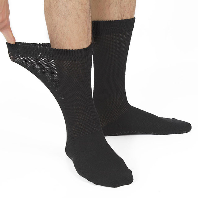 Wholesale Non Binding extra Wide Edema Diabetic Bamboo Medical Elastic Diabetic Man Socks Cotton With Transparent Gel