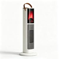 Radiateur électrique tour 2000W en fibre de carbone avec télécommande, prise UE, pour maison et bureau, effet flamme décoratif, en plastique