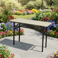 Table pliante double couche Moon Modern, mobilier d'extérieur en métal, pieds réglables, design à double ressort