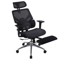 Chaise ergonomique avec appui-tête rotatif, inclinable à 140 degrés, en mesh, avec repose-pieds