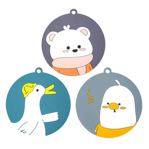 Cute Round Cartoon Snimal Shape Anti slip Cup <b>Mat</b> <b>Silicone</b> Soft PVC Cup Coaster - Product Image 1