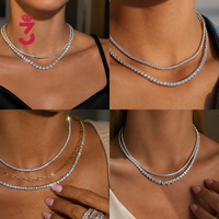 Collier Chaîne Tennis en Argent Sterling 925 avec Diamants Moissanite VVS de 2mm à 6.5mm, Testeur de Diamant Inclus, Haute Qualité, Style Iced Out