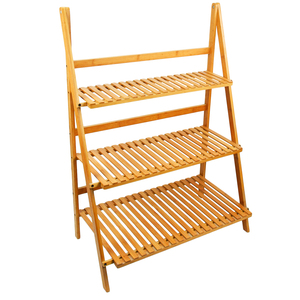Soporte multicapa para flores, estante <span class=keywords><strong>de</strong></span> almacenamiento para macetas, <span class=keywords><strong>escalera</strong></span> <span class=keywords><strong>de</strong></span> exhibición <span class=keywords><strong>de</strong></span> bambú, estante plegable para macetas <span class=keywords><strong>de</strong></span> 3 niveles - Product Image 4