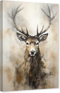 Dipinto a Olio 100% Fatto a Mano, Arte Murale con Animali Selvatici, Cervo e Alce, Decorazione su Tela - Product Image 1