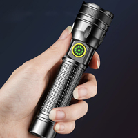 Lampe torche tactique laser blanche : Rechargeable, zoomable, affichage numérique, lanterne portable, torche LED longue portée pour l'exploration